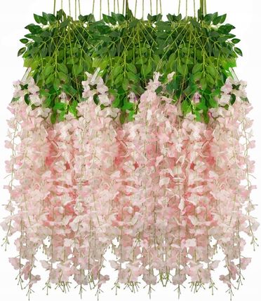 Wisteria Sztuczna Glicynia Kwiaty Wiszące Girlanda Kwiatowa Dekoracja 12Sz 15336156883