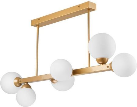 Lamkur Astro 45108 Lampa Wisząca Zwis Listwa Belka Nowoczesna Elegancka Klosz Szklany Kule 6X5W G9 Złota/Biała