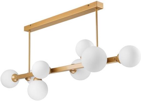 Lamkur Astro 45115 Lampa Wisząca Zwis Listwa Belka Nowoczesna Elegancka Klosz Szklany Kule 8X5W G9 Złota/Biała