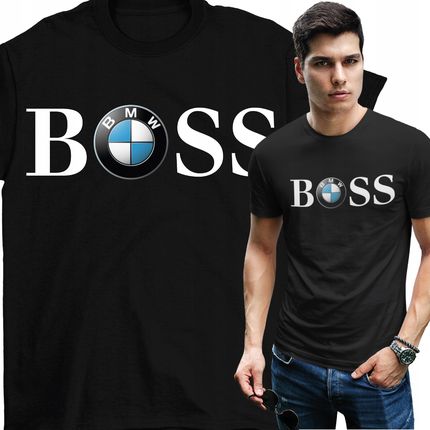 Koszulka Męski T-Shirt Czarny Bawełna Boss Bmw rozmiar M