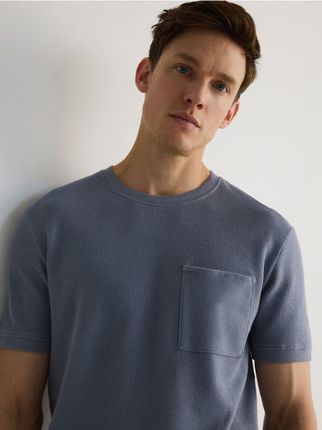 Reserved - Strukturalny t-shirt slim - jasnoniebieski