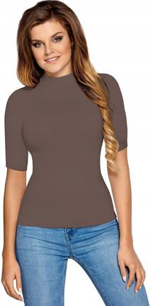 Bluzka damska półgolf z krótkim rękawem Layla kakaowa XL