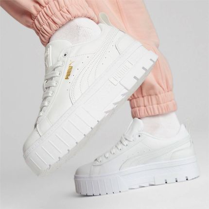 Sneakersy damskie z wysoką platformą Puma Mayze Classic Wns białe wysokie (384209-01)