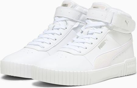 Sneakersy sportowe damskie Puma Carina 2.0 MID Winter wysokie za kostkę do codziennych stylizacji skórzane białe (393212-01)