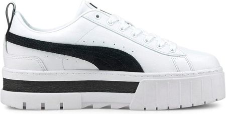 Sneakersy damskie Puma Mayze Lth skórzane sportowe białe z wysoką platformą (381983-01)