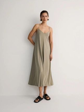 Reserved - Sukienka maxi z modalu - jasnozielony