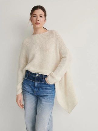 Reserved - Asymetryczny sweter - kremowy