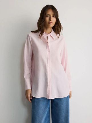 Reserved - Bawełniana koszula w paski - różowy