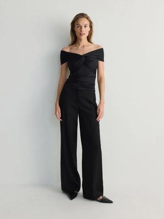 Reserved - Szerokie spodnie z lyocellu - czarny