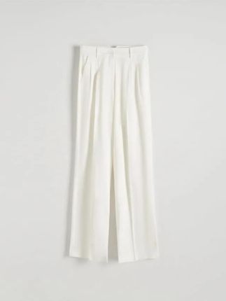 Reserved - Szerokie spodnie z wiskozą - złamana biel