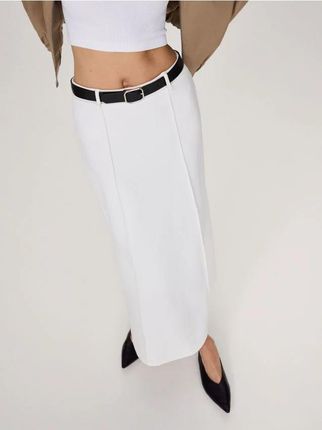 Reserved - Spódnica maxi z paskiem - biały