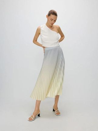 Reserved - Plisowana spódnica midi - jasnożółty