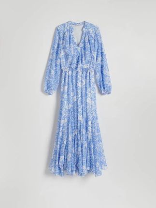 Reserved - Wzorzysta sukienka maxi - jasnoniebieski
