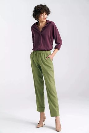 Luźne spodnie damskie na ciepłe dni (Zielony, S)