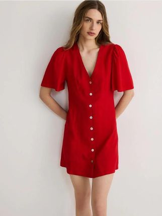 Reserved - Sukienka mini z wiskozą - czerwony