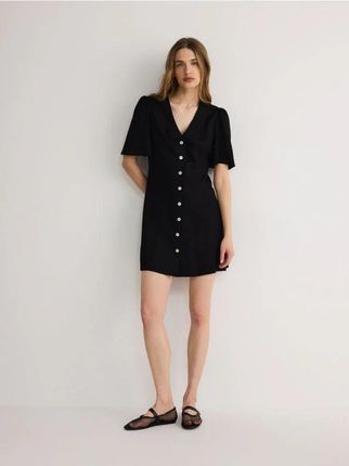 Reserved - Sukienka mini z wiskozą - czarny