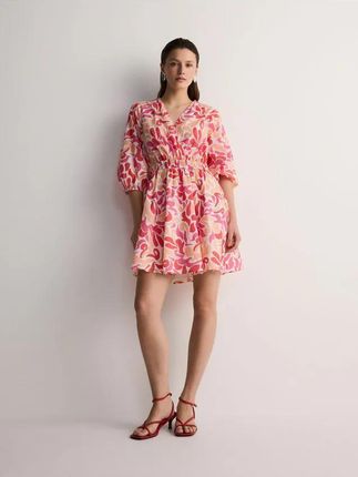 Reserved - Wzorzysta sukienka mini z bawełny - wielobarwny