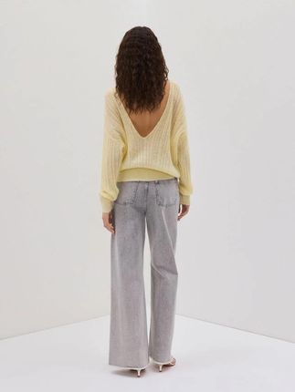 Reserved - Sweter z metalicznym efektem z wełną - jasnożółty