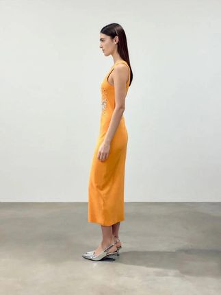 Reserved - Sukienka z połyskującymi aplikacjami - pomarańczowy