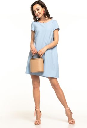 Trapezowa sukienka z kontrafałdą z tyłu (Niebieski, S)