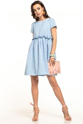 Krótka sukienka z ozdobnymi marszczeniami (Niebieski, S)