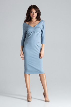 Dopasowana sukienka modelująca biust (Niebieski, S)