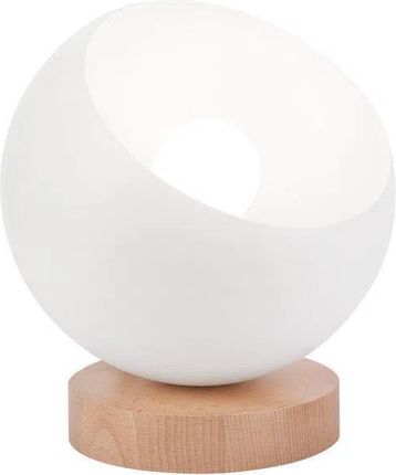 Lamkur Ball 45313 lampa stołowa lampka nowoczesna metalowa klosz kula 1x60W E27 biała/drewniana