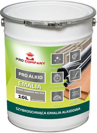 Pro Company Alkid Szybkoschnąca Emalia 10L Szary Kamienny Ral 7030