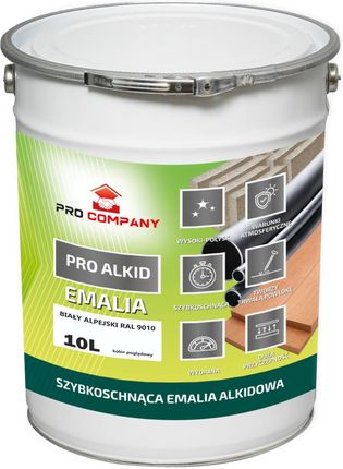 Pro Company Alkid Szybkoschnąca Emalia 10L Biały Alpejski Ral 9010