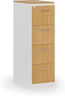 Kartoteka Metalowa Primo Z Drewnianym Frontem A4, 4 Szuflady, Biały/Buk