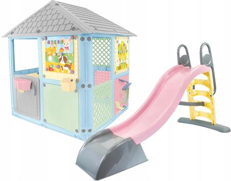 Mochtoys Plac Zabaw Domek Dla Dzieci Manipulacyjny Zjeżdżalnia 180Cm Różowe
