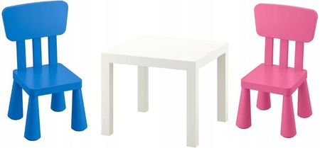 Ikea Zestaw Stolik Lack 55X55Cm Biały 2 Krzesełka Mammut Niebieski, Róż