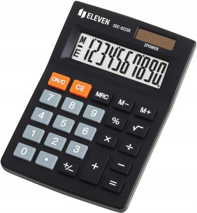 Eleven Kalkulator Sdc022Sr, Czarna, Biurkowy, 10 Miejsc, Podwójne Zasilanie (SDC022SR)