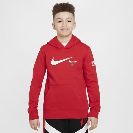 Bluza z kapturem dla dużych dzieci (chłopców) Nike NBA Chicago Bulls Club Fleece Essential - Czerwony