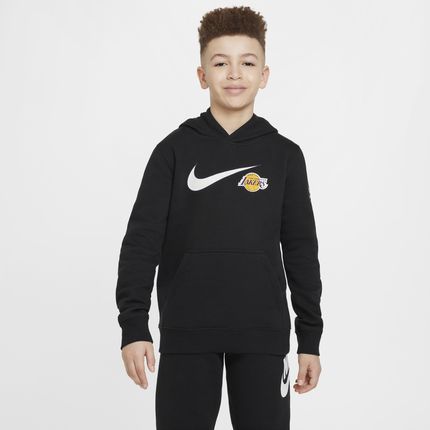 Bluza z kapturem dla dużych dzieci (chłopców) Nike NBA Los Angeles Lakers Club Fleece Essential - Czerń