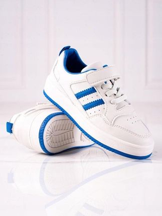 Sneakersy dziecięce ze skóry ekologicznej biało niebieskie 32