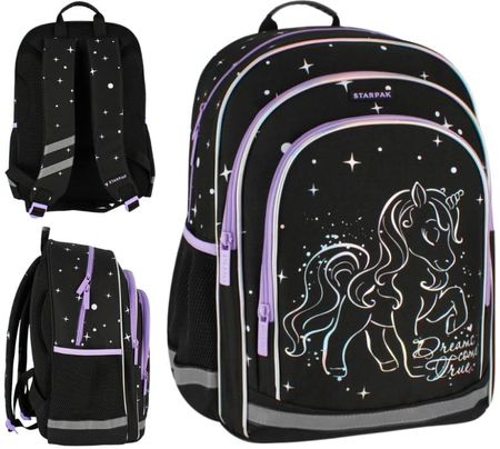 STARPAK Plecak Szkolny Jednokomorowy Z 2 Kieszeniami Unicorn Holo