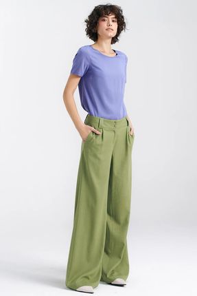 Eleganckie spodnie z szerokimi nogawkami dla kobiet (Zielony, S)