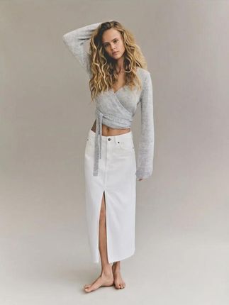 Reserved - Jeansowa spódnica midi - złamana biel