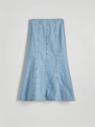 Reserved - Jeansowa spódnica z przeszyciami - niebieski