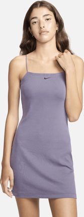 Damska przylegająca sukienka w drobny prążek na cienkich ramiączkach Nike Sportswear Chill Knit - Fiolet