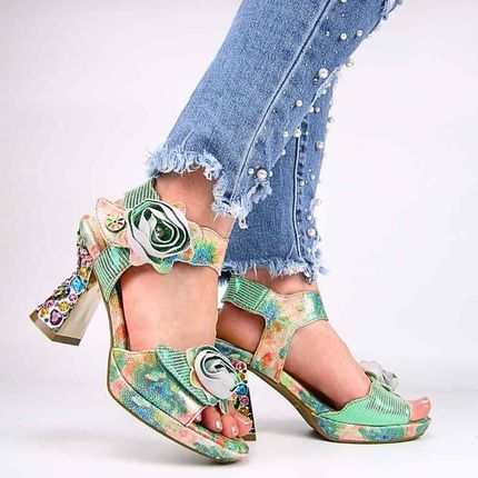 Laura Vita HICAO 624 buty damskie sandały skórzane eleganckie na słupku Rozmiar: 38