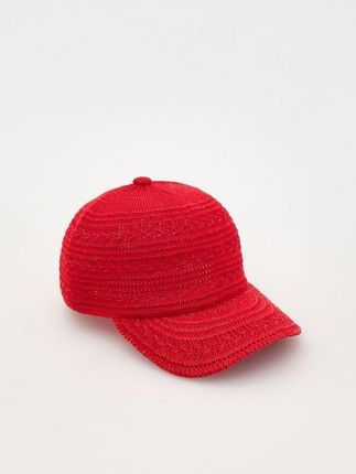 Reserved - Pleciona czapka z daszkiem - czerwony