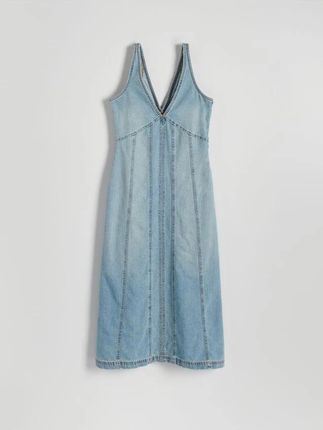 Reserved - Jeansowa sukienka midi - niebieski