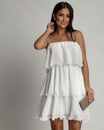 Letnia sukienka z falbanami biała AZR5062