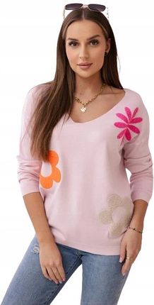 Bluzka sweterkowa z kwiatowym wzorem pudrowy róż