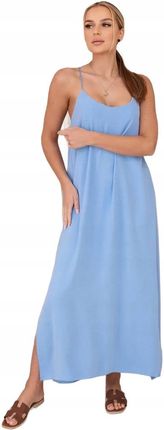 Sukienka długa na ramiączka niebieska