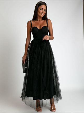 Sukienka z tiulową spódnicą czarna AZR666