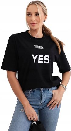 Bluzka bawełniana z nadrukiem Yes/No czarna