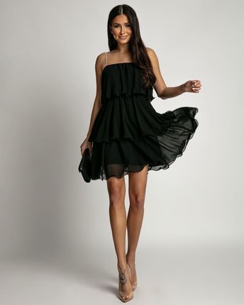 Letnia sukienka z falbanami czarna AZR5062